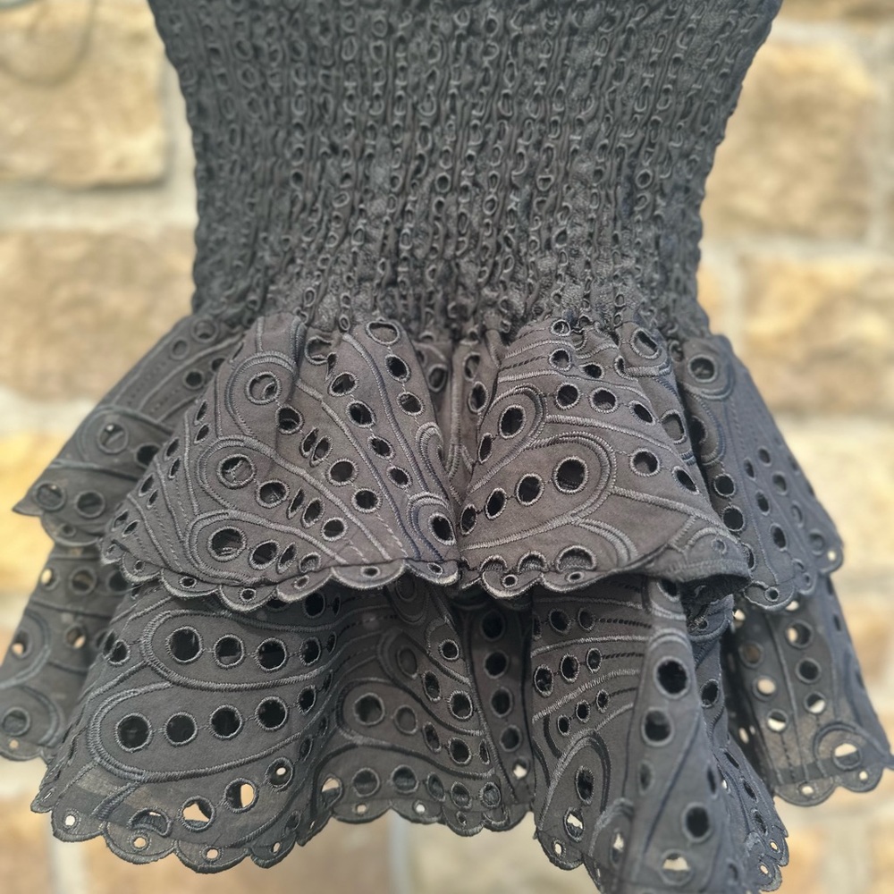 Charo Ruiz Black Eyelet Skirt